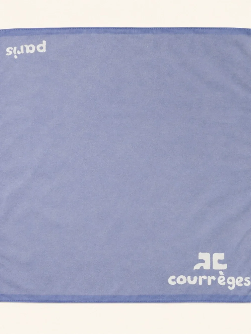Vintage 1970s AC Courrèges Blue Cotton Logo Scarf 18x18